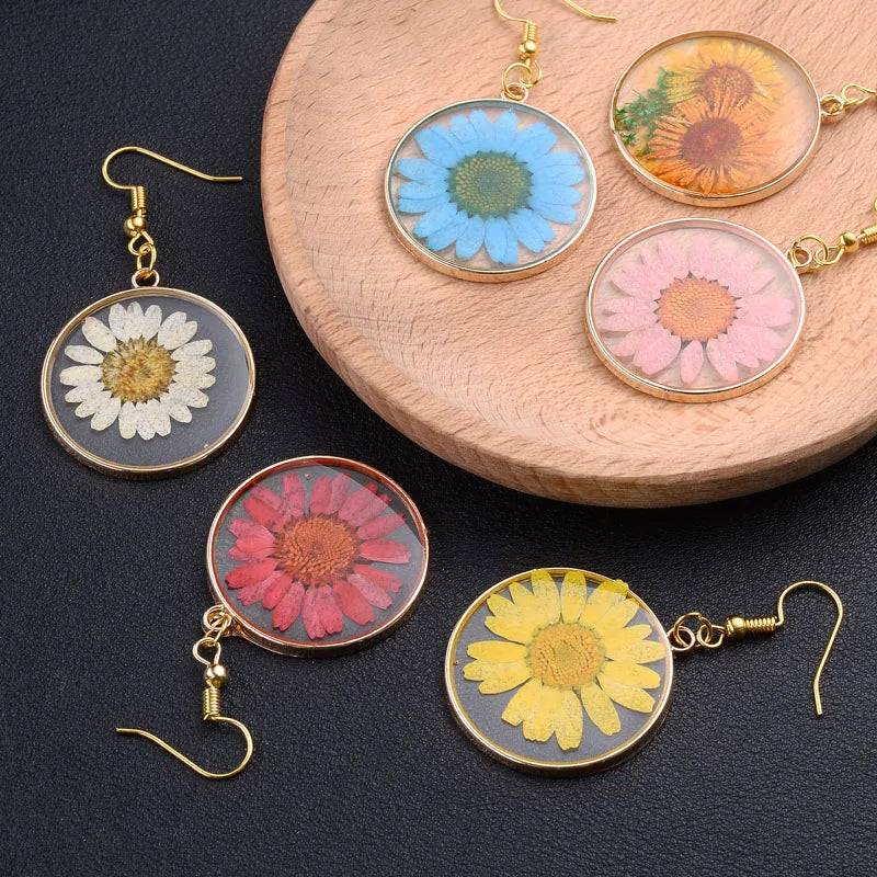 Elegant Transparent Dried Flower Earrings