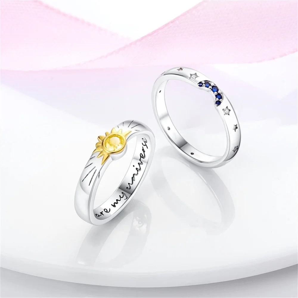 Moon Sun Star Silver Rings