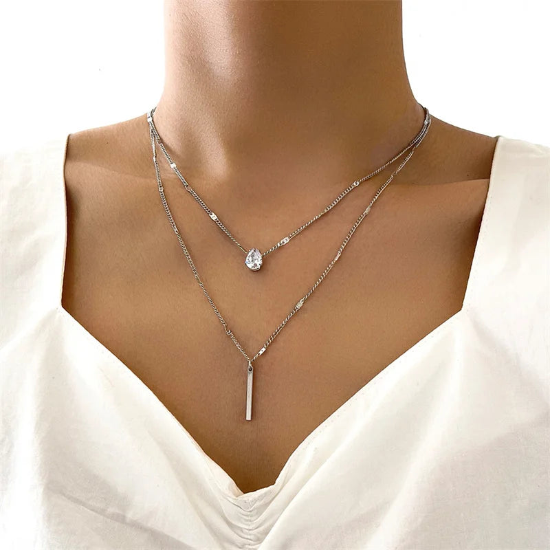 Heart Star Charm Pendant Necklace Set