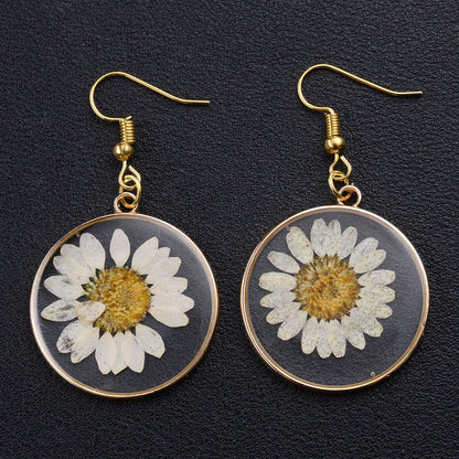 Elegant Transparent Dried Flower Earrings