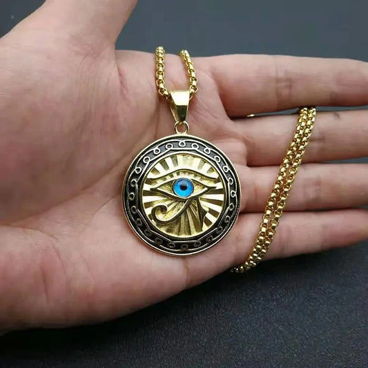 Eye of Horus Eagle-Headed God Pendant Necklace Men's Punk Jewelry