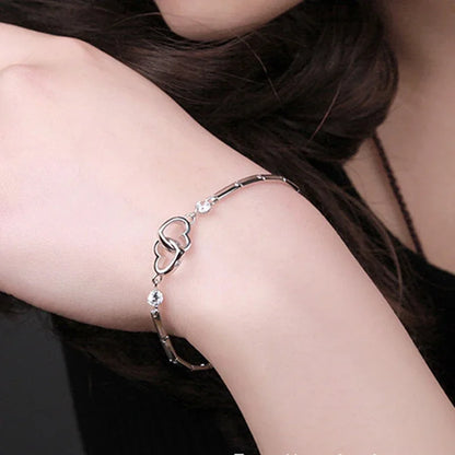 925 Sterling Silver Heart Zircon Bracelets