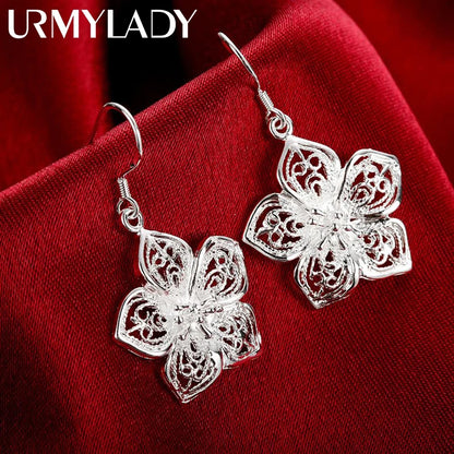 High-Quality 925 Sterling Silver Retro Flower Earrings