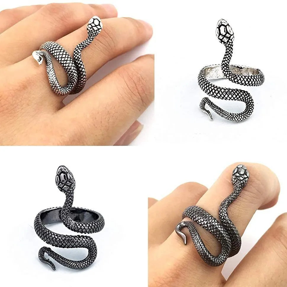 Vintage Silver Snake Ring for Men Handmade Jewelry Accessories Pendant