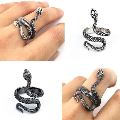 Vintage Silver Snake Ring for Men Handmade Jewelry Accessories Pendant