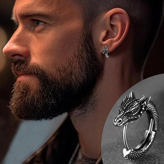 Chinese Dragon Hoop Earrings