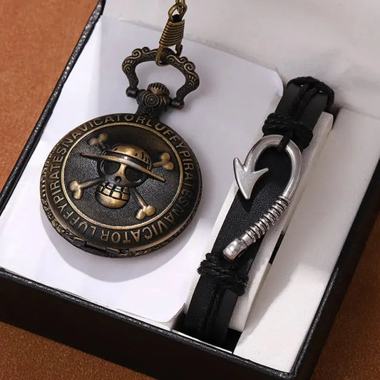 Vintage Pirate Captain Pocket Watch – Quartz Necklace Chain Pendant Gift