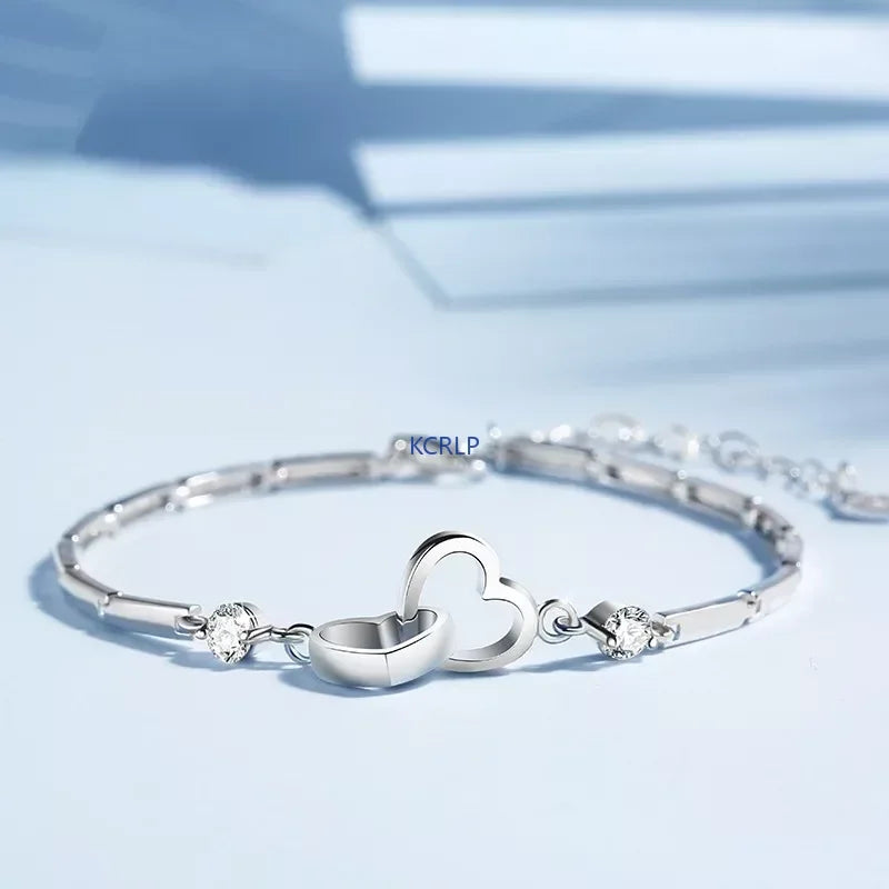 925 Sterling Silver Heart Zircon Bracelets