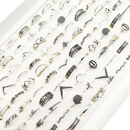 30pcs Vintage Leaf Shell Rings Set