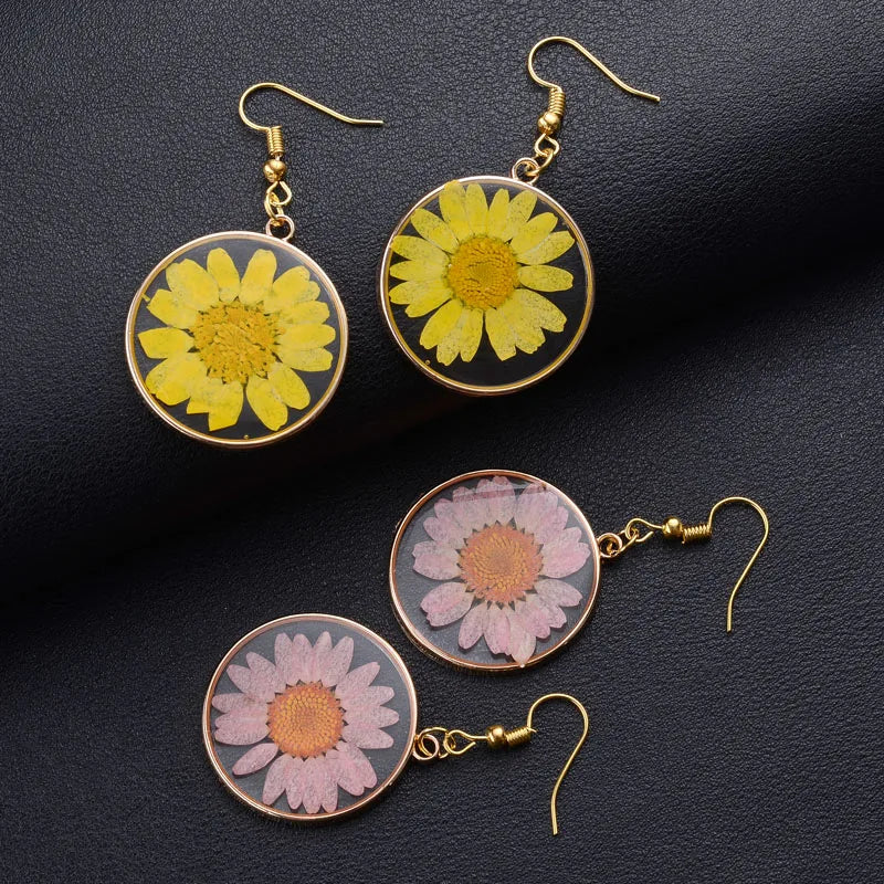 Elegant Transparent Dried Flower Earrings