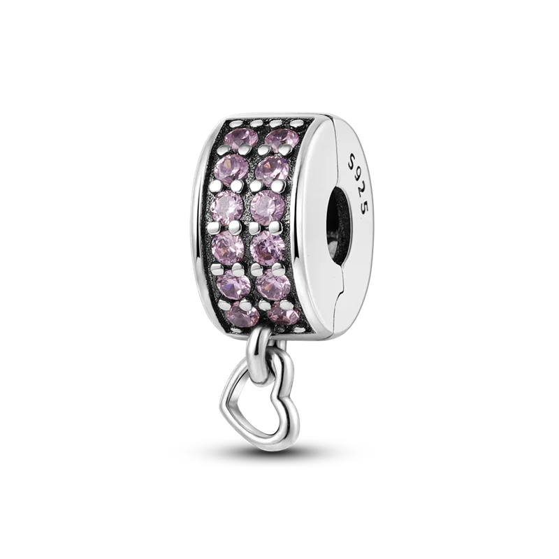 925 Sterling Silver Spacer Clip Charms Safety Chain