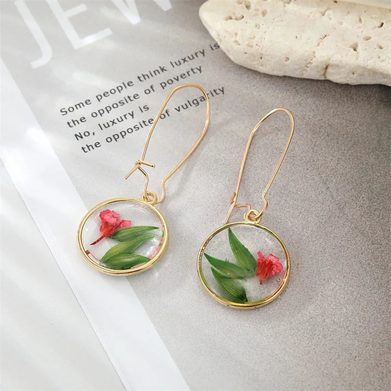 Colorful Dried Flower Earrings