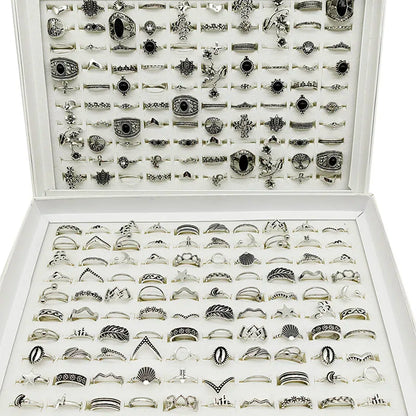 30pcs Vintage Leaf Shell Rings Set