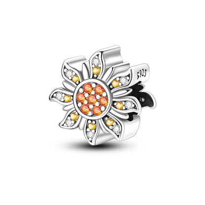 New Silver Sunflower Charm Beads