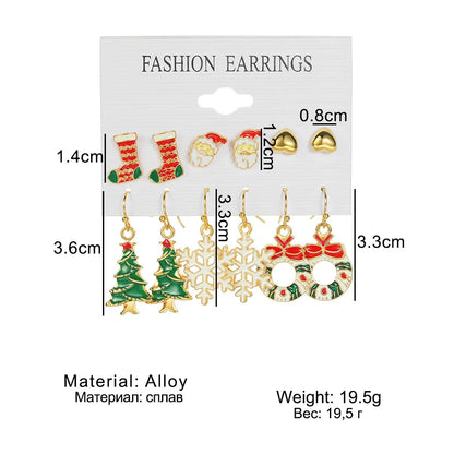 6pcs Christmas Stud Earrings Set