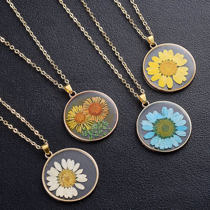 Colorful Sunflower Pendant Necklace