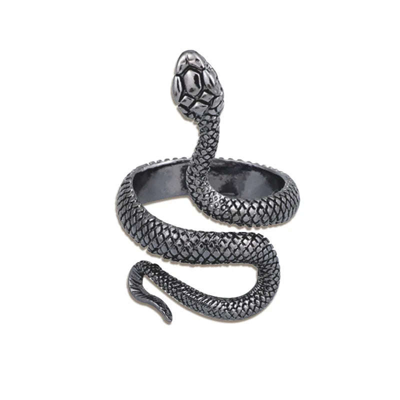 Vintage Silver Snake Ring for Men Handmade Jewelry Accessories Pendant