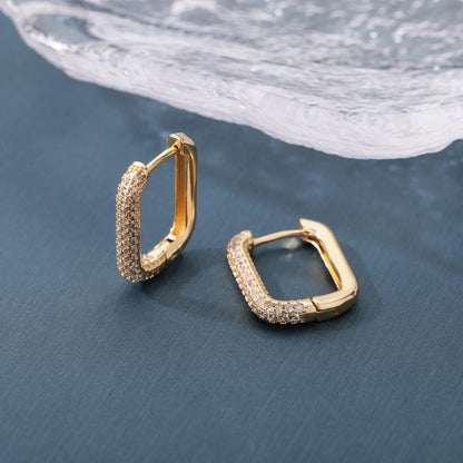 Luxury Square Circle Hoop Earrings