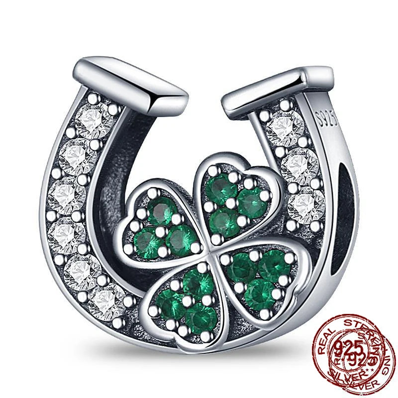 S925 Sterling Silver Green Four-Leaf Clover Pendant