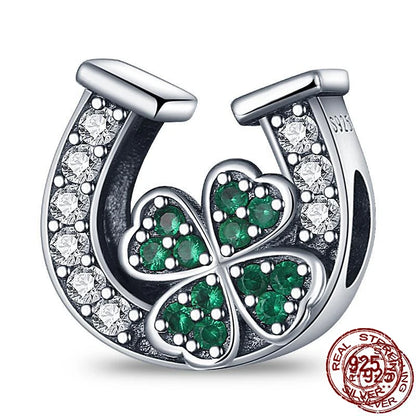 S925 Sterling Silver Green Four-Leaf Clover Pendant