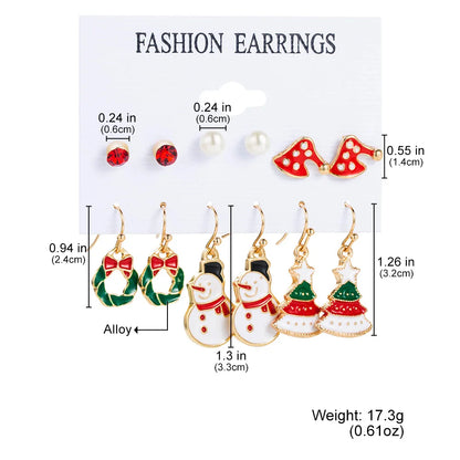 6pcs Christmas Stud Earrings Set