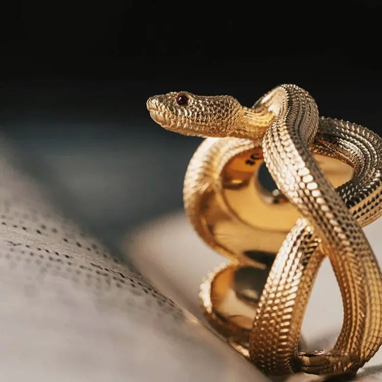 Vintage Silver Snake Ring for Men Handmade Jewelry Accessories Pendant
