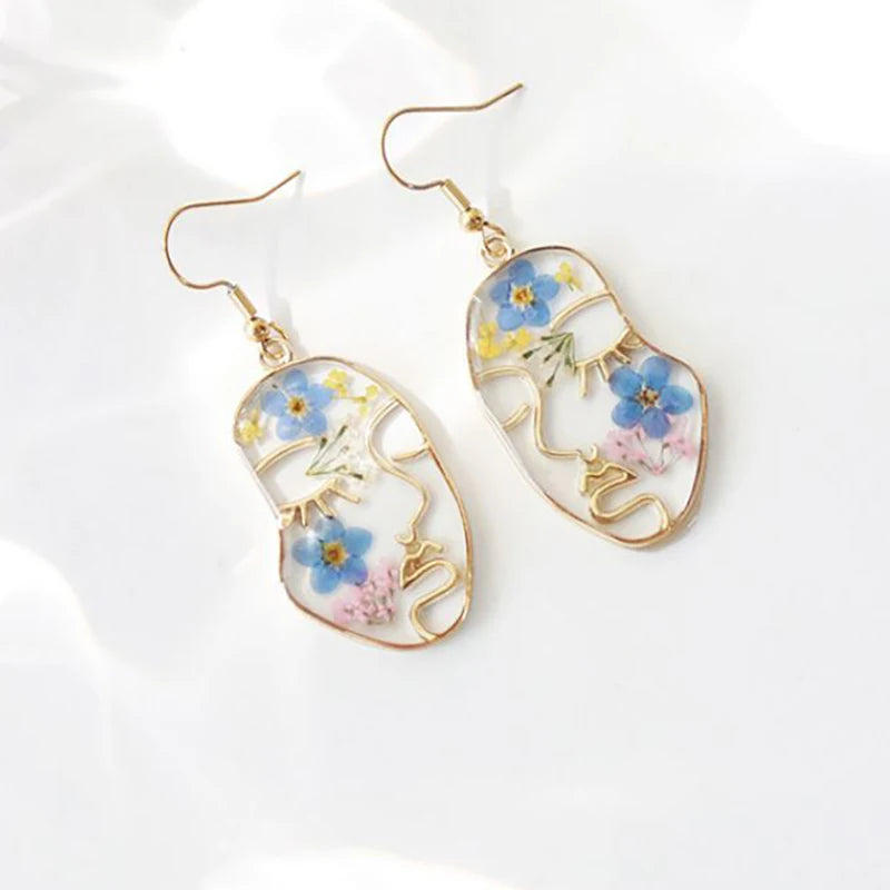 Handmade Colorful Dried Flower Earrings