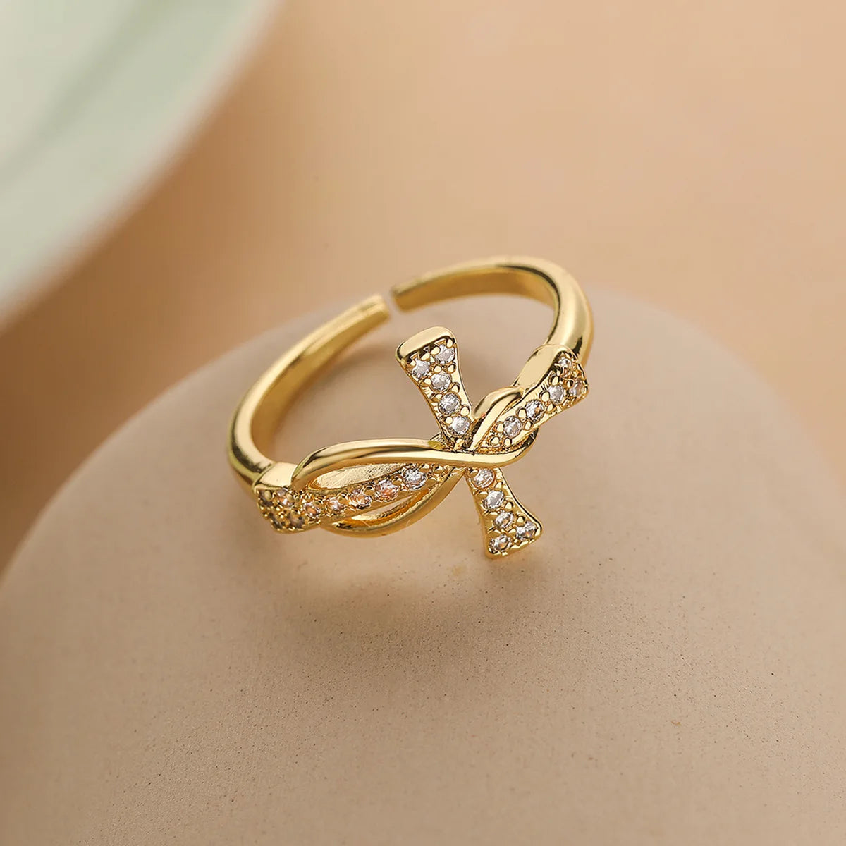 Clear CZ Zircon Cross Evil Eye Ring