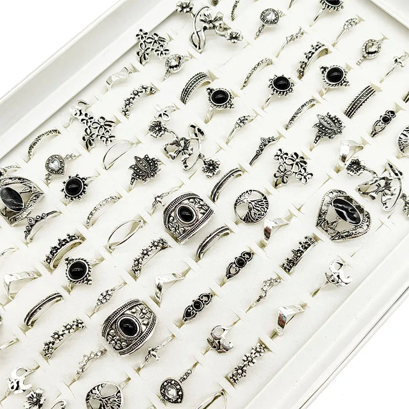 30pcs Vintage Leaf Shell Rings Set