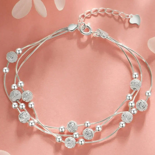 925 Sterling Silver Adjustable Luxury Bead Bracelet