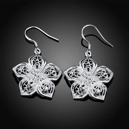 High-Quality 925 Sterling Silver Retro Flower Earrings