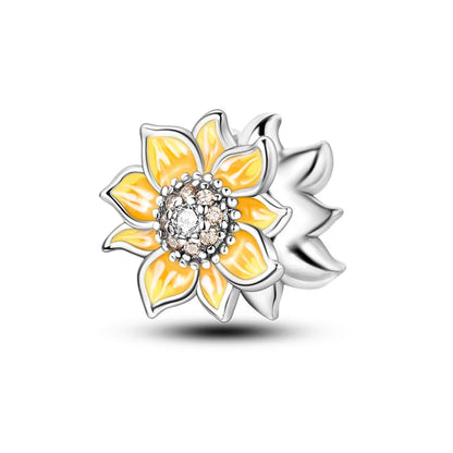 New Silver Sunflower Charm Beads