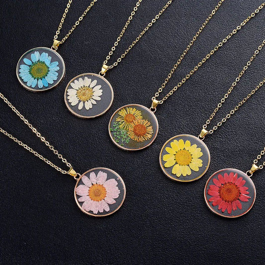 Colorful Sunflower Pendant Necklace