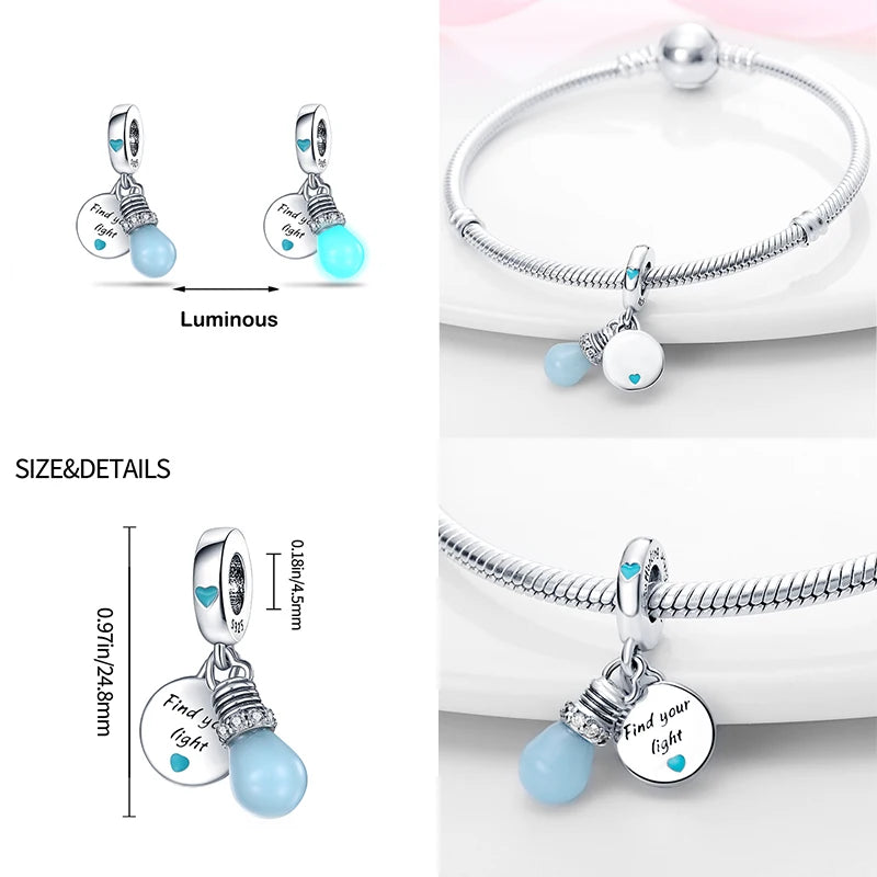 Silver Luminous Charms for Pandora Bracelets