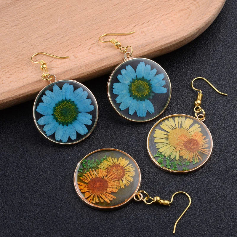 Elegant Transparent Dried Flower Earrings