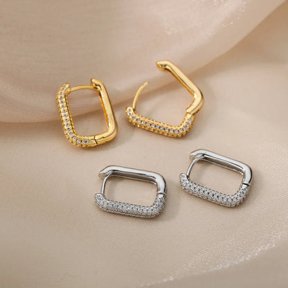 Luxury Square Circle Hoop Earrings