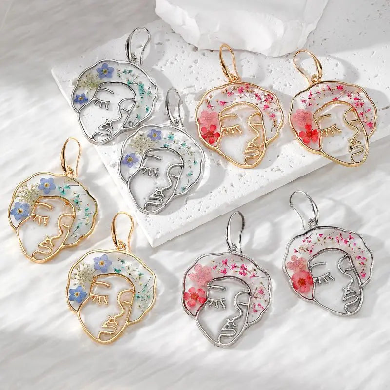 Handmade Colorful Dried Flower Earrings