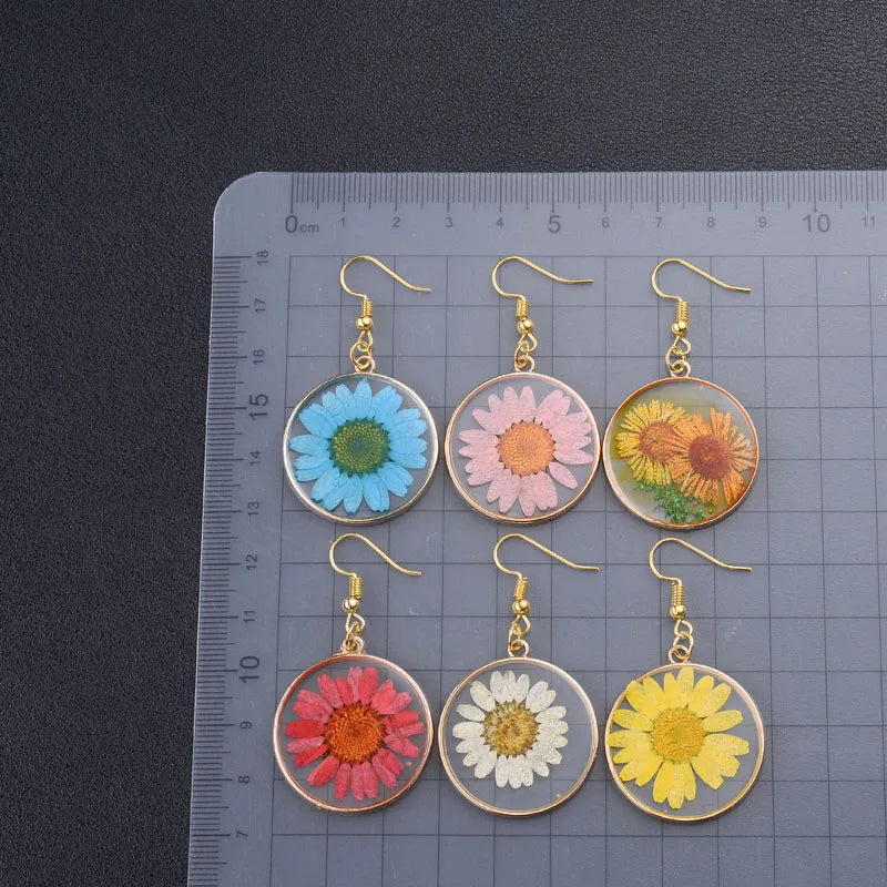 Elegant Transparent Dried Flower Earrings