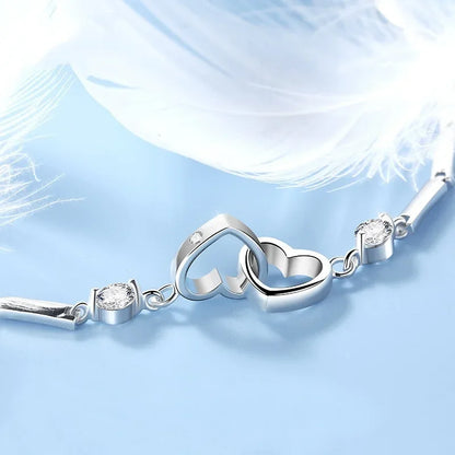 925 Sterling Silver Heart Zircon Bracelets