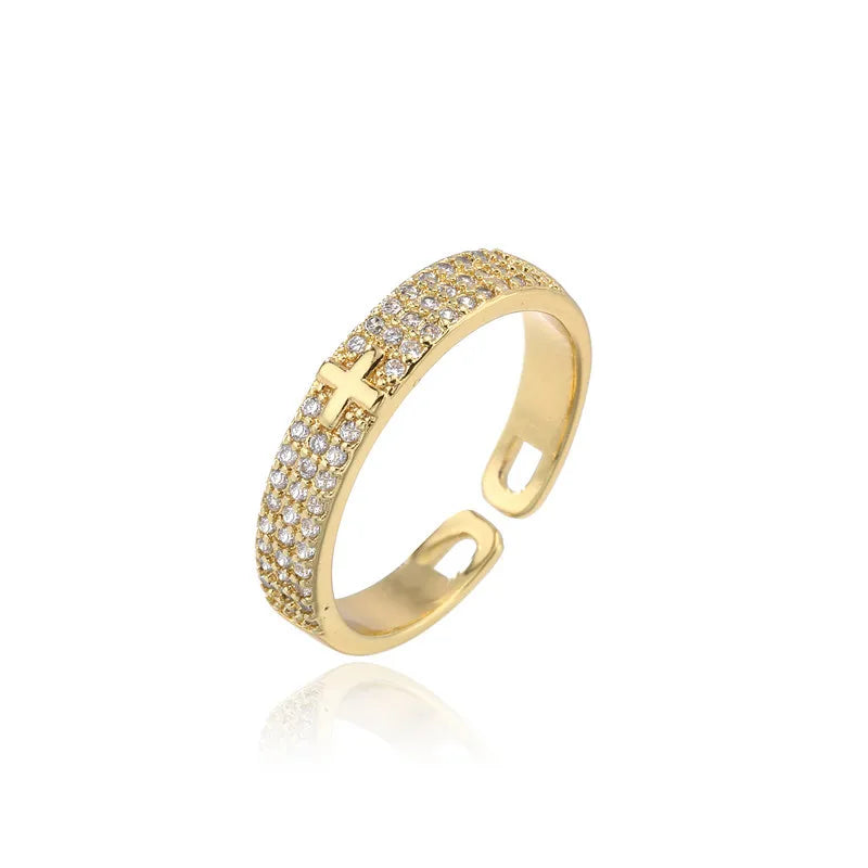 Clear CZ Zircon Cross Evil Eye Ring