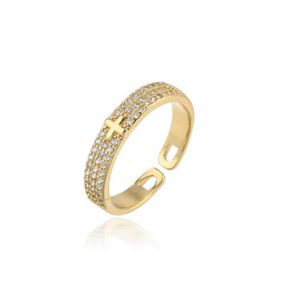 Clear CZ Zircon Cross Evil Eye Ring