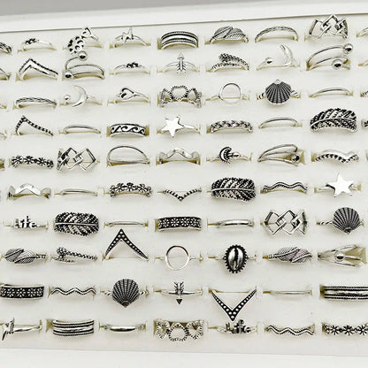 30pcs Vintage Leaf Shell Rings Set