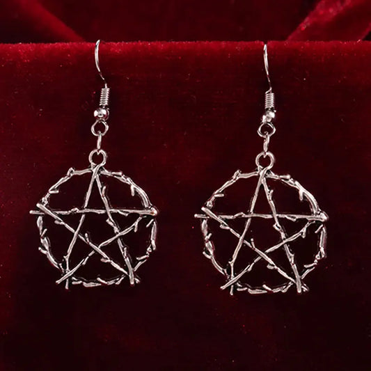 Gothic Pentagon Thorn Star Drop Earrings